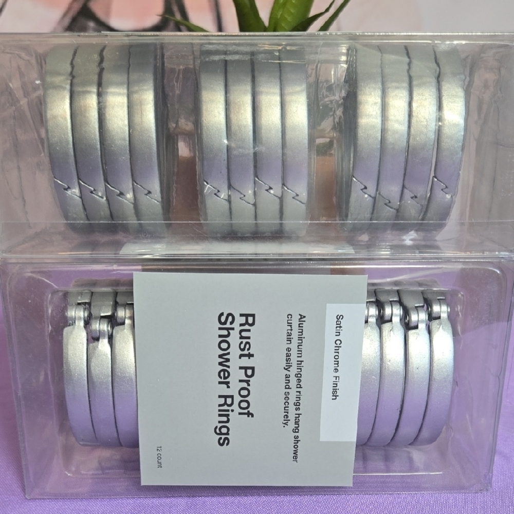 2 Sets Of Satin Chrome Shower Rings - Picture 4 of 5